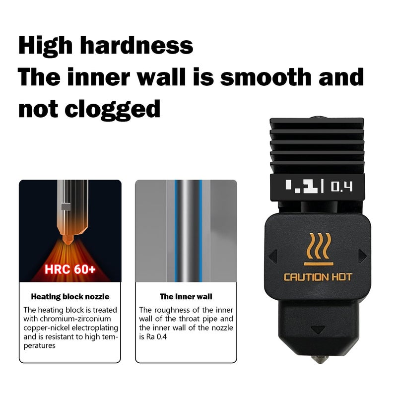HzdaDeve طقم 2 حزمة رأس طباعة هوت إند ميني كومبو 0.8 مم P2S/H2D/H2S/A1/A1 ترقية إكسترويدر مع فوهة فولاذية صلبة عالية الحرارة مع 2 قطعة غطاء سيليكون لطابعة Bambu Lab 3D - Image 4